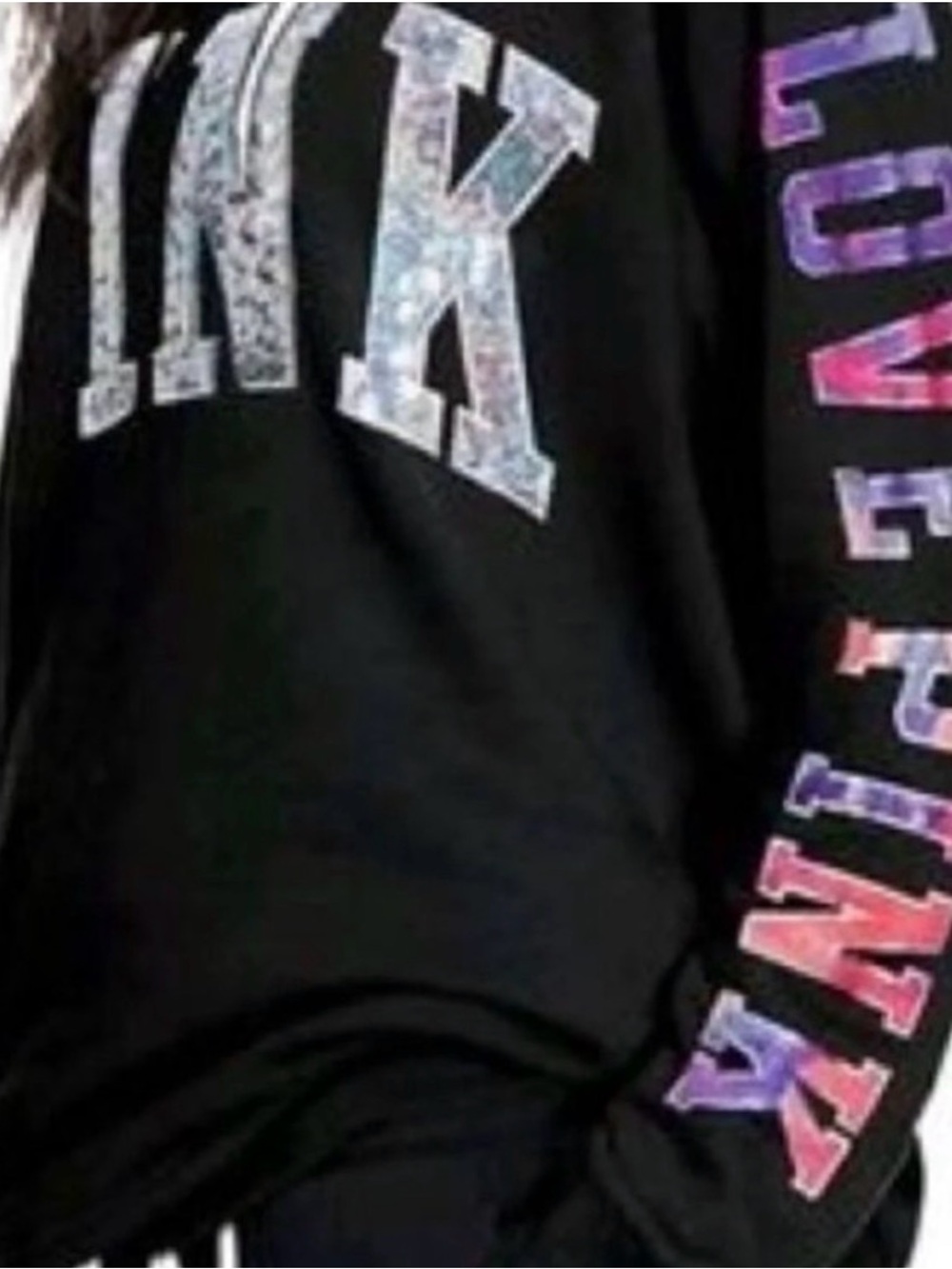 VS PINK RARE BLING WATERCOLOR HOODIE XS - Picture 2 of 12